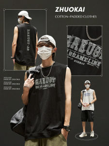 American Style Printed Vest Mens Summer Black Cool Sleeveless T-Shirt Trendy Sports Basketball Training Shoulder Pad