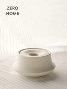 Elegant Ceramic Ashtray Zero-Home Premium Cream Colored Portable with Cover Windproof Design Ideal for Home Office Airbnb