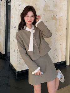 French Style Short Skirt Suit Womens Fashion Set Unique Beautiful Rich Girls Two-Piece Polyester Fiber Autumn New Arrival
