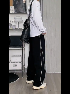 【buy 1 take 1】Men Wide Leg Hip Hop Oversized Pant Waffle Plaid Striped Trousers Casual Streetwear Sweatpants