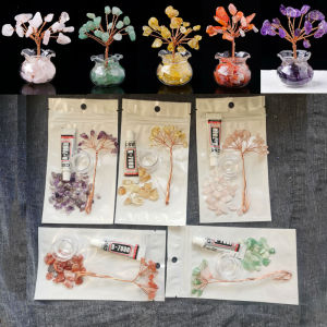 DIY crystal tree money tree set:18 beads crystal tree bunch+clear acrylic mini vase+15g crystal stones+3ml glueDIY Bonsai Craft Indoor Home Decor