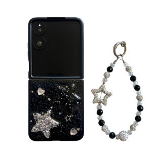 Korean Style Glitter Star Phone Case for Xiaomi MIX Flip OPPO Find N3 Flip Huawei PuraX Foldable Screen P50 Pocket 2 Protective Cover