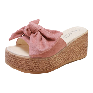 Bow Decorative Summer Fashion Slipper Sandals Thick Heel