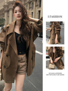 เสื้อแจ็คเก็ตสไตล์เกาหลี แขนยาว ปกโปโล ทรงหลวม สำหรับผู้หญิง สไตล์เกาหลี ฤดูใบไม้ร่วง 2025 แฟชั่นสุดเก๋