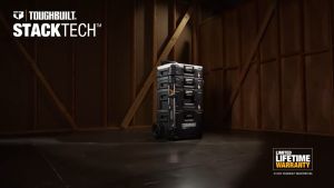 TOUGHBUILT STACKTECH Large Black Plastic/Metal Tool Box TB-B1-B-50 (54cm W x 30cm H x 40cm D)