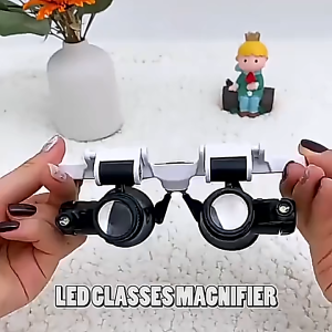 HKFZ Kacamata Pembesar Servis HP 23x Magnifier dengan 2 LED
