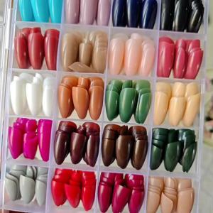 288Pcs/Box Colorful Glossy Fake Nails 24-Colors Medium Almond Press-On Nails Full Cover Wearable Detachable False Nails Tips TD
