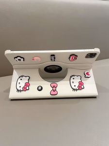 CrashStar 3D Hello Kitty 360° Berputar Stand Flip Leather Tablet Case For Samsung Galaxy Tab A9 A8 A7 A 2019 S6 Lite 8.0 8.7 10.1 10.4 10.5 inch Tab A9+ S7 S8 S9 FE S10 + Plus 10.9 11 12.4 inch Cute Kartun Cat Pad Cover Fashion Shockproof Tab Casing Skin