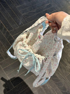 Pink Floral Butterfly Knot Double Shoulder Bag Womens Large Capacity Folded Single Shoulder Bag Commuting Bucket Bag