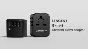[เวอร์ชันใหม่]LENCENTอะแดปเตอร์เดินทางอเนกประสงค์พร้อมปลั๊กชาร์จอเนกประสงค์พอร์ต USBามพอร์ตและอะแดปเตอร์ติดผนังและซ็อกเก็ต Type C หนึ่งตว