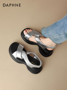 Daphne | Thick Platform Sandals Silver Heel Wedge Outdoor Summer