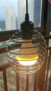 [FREE BULB]Spring Iron Cage ceiling light pendant light lamp drop light Chandelier with E27 LED bulb Living Room For Bar Table Lamp Kitchen Restaurant Bedroom