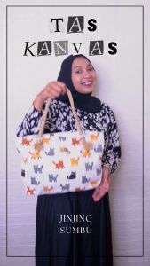 TOTEBAG TALI SUMBU / KEPANG KANVAS MOTIF / TAS TOTEBAG WANITA 05