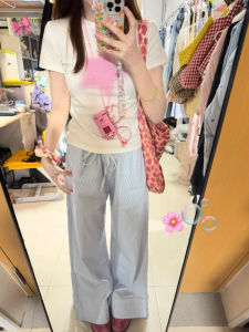 American Style White Printed Star Short Sleeve T-Shirt Womens Slim Fit Waist-Cinching Short Top for Summer 2025