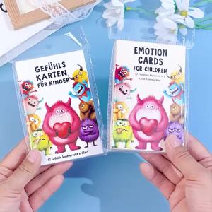 32Pcs German Emotion Monster Realistic Picture Cards Kids Feelings Flash Cards For Toddler Learning Family Game For Girls Boys