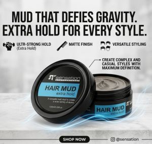 SENSATION HAIR MUD extra hold - Ultra-strong hold Matte finish Versatile styling - Create complex and casual styles with maximum definition.