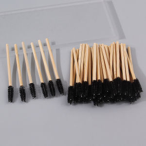 50PCS high-end bamboo-handled spiral mascara brushcurling eyebrow brush multi-functional mini mascara brush portable eye tool