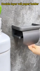 Toilet Tissue Paper Holder Wall Mounted Toilet Crochet Roll Mobile Phone Holder Bathroom Plastic Tissue Storage Holder
