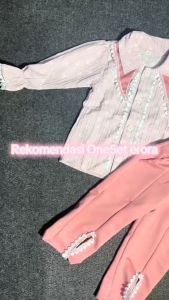 Oneset Lebaran Setelan Anak Perempuan Bahan Crinkle Mix Scuba Usia 1-12 Tahun Model Rampel Eurora