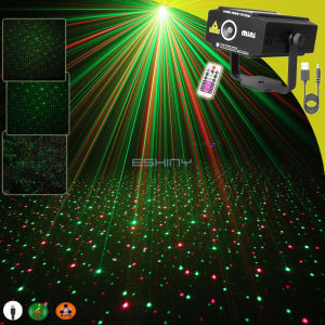ESHINY Remote R&G Laser Full Stars Firefly Sky Patterns Projector DJ Light Party Effect Dance Disco Stage Bar Holiday Lamp B23N6