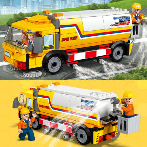 Xe Tưới Đường Xe Vệ Sinh Xe Rác Xe Lắp Ráp Mô Hình Nhỏ Xe Tưới Cây Xe Bảo Vệ Môi Trường Xe Mô Hình Nhựa ABS Cho Trẻ Em Từ 6-13 Tuổi