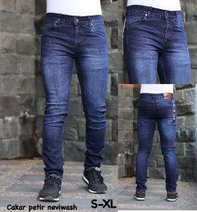 Celana Jeans Polos Panjang Pria Stretch Denim Melar Tebal Slimfit Skinny Size S-XL