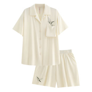 yuenei | Bộ đồ ngủ mùa hè Modal cho cặp đôi Áo chui đầu tay ngắn Quần short mặc nhà Quần áo mặc ngoài trời thoải mái thoáng khí