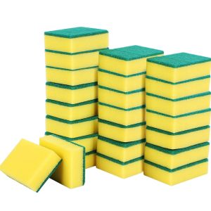 8/12/16/20 pcs Multifunctional Square Kitchen Sponges High Absorbency Stain-Removing and Rust-Resistant Double-Layer Design