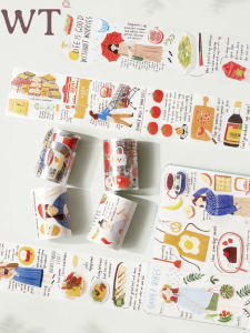 เทปติดสิ่งของแบบตัดขอบ Ins Style Original English สไตล์การใช้ชีวิตที่สวยงาม อาหารเล็กๆ น่ารักและกระดาษ PET