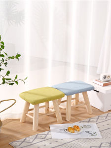 Simple Modern Solid Wood Footrest Footstool Fabric Sofa Low Chair Lazy Wood Stool Shoe Changing Stool Home Use