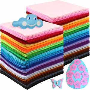 40PCS Felt Fabric Solid Color Pre Cut Blocks Hand Wash Only Suitable For DIY Handmade Sewing Projects And Decoration Production
