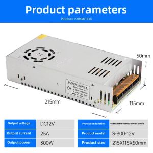 Switch Power Supply 220V to 12V Monitoring Transformer LED Light Box 1A 5A 10A 30A 120W 240W 500W Direct Current Adapter