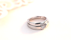 2Pcs Adjustable Silver Couple Ring Crystal Diamond For Wedding Rings Love Gift