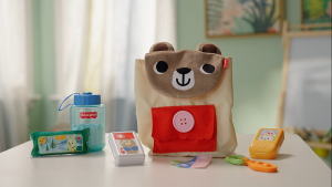 [ONLINE EXCLUSIVE] Fisher-Price Infant Baby Toy Teddy Bear Camping Backpack (JLB86)