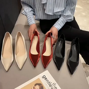 [LS] Satin Close Shoes with Heels Pointed Toe Stiletto Heels Formal Office Shoes for Women