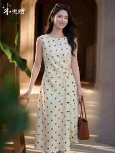 Misoshine | Elegant Slim French Hepburn Dot Dress Sleeveless