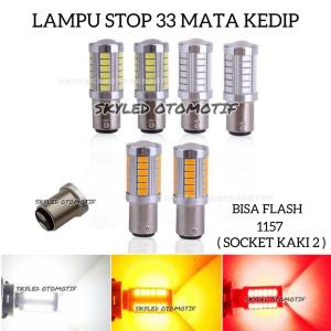 PREMIUM LAMPU BELAKANG LED STOP REM BAYONET 33 MATA KEDIP / FLASH BRAKE 1157 / BAY15D 12 VOLT DC W5W 5630 33 MATA LENSA UNTUK MOBIL DAN MOTOR NYALA DIAM ARUS WAJIB DC