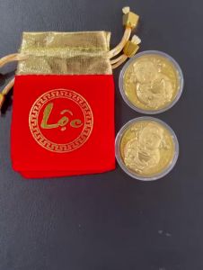 Túi rút mini túi đỏ may mắn túi rút nhung chữ Lộc túi dây rút nhung đỏ kèm đồng xu mạ vàng 24K - Happy Home 4U