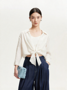 Vero Moda | Faux Two-Piece Linen-Blend Shirt Flared Hem