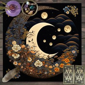 Khăn Trải Bàn Tarot Hình Sao Vàng Dát Vàng VIKAMA Khăn Trải Bàn Bói Toán Huyền Bí Khăn Trải Bàn Thờ Trang Trí Tâm Linh Chống Thấm Nước Chống Dầu Giặt Máy Được Hình Vuông Chất Liệu Polyester