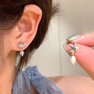 Corinna Starfish Shell Earrings Women Asymmetrical Niche Earrings Light Luxury Personalized Earrings