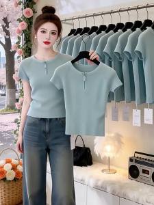 SHUQINGLAI | Half-Zip Shoulder T-Shirt Appeal