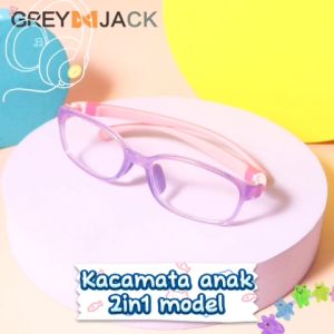 Grey Jack Kacamata Anak Antiradiasi Blueray Tr90 Tangkai dan Tali Kacamata 2in1 Multifungsi Fashion Anak Laki-laki dan Perempuan Terbaru 9105