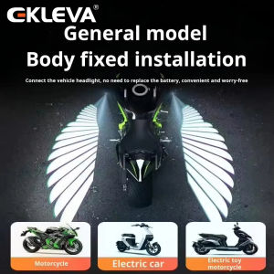 EKLEVA 2Pcs Motorcycle Angel Wings Laser Lights 9-36V Universal Modified LED Decorative Welcome Wing Ambient Projection Light