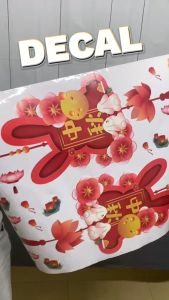 Decal trang trí tết Trung Thu- Hít tĩnh điện - Rèm Dây Chị Hằng Thỏ Và Hồ Sen