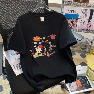 T-Shirt Wanita Lengan Pendek Motif Kartun Kreatif - Katun Tipis Bernapas 2025 Desain Korea Oversize Slim Fit Baju Kasual Nyaman Gaya Harajuku dengan Kerah Bulat Gaya Vintage Amerika Streetwear Santai Sablon Trendi Ukuran Besar Tops Gratis Ongkir