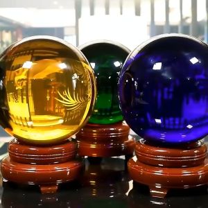 ลูกแก้วพญานาค ลูกแก้วคริสตัล 8/9/10cm. เสริมดวง ปรับฮวงจุ้ย ลูกแก้วสี (รวมฐานไม้)