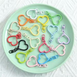 10/20/50pcs Candy Color Heart Shape Keychain Lobster Clasp Hooks Key Ring Key Chain For DIY Jewelry Making Accessories