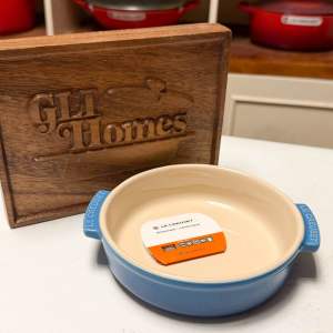 Le Creuset Original Authentic 14cm Tapas Dish Round Stoneware Dish Cerise or Marseilles (In Custom Box Not in Le Creuset Box)