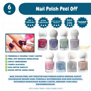 KUTEK HALAL SR12 NAIL POLISH PEEL OFF HALAL WATERBASE DAN CEPAT KERING GUH